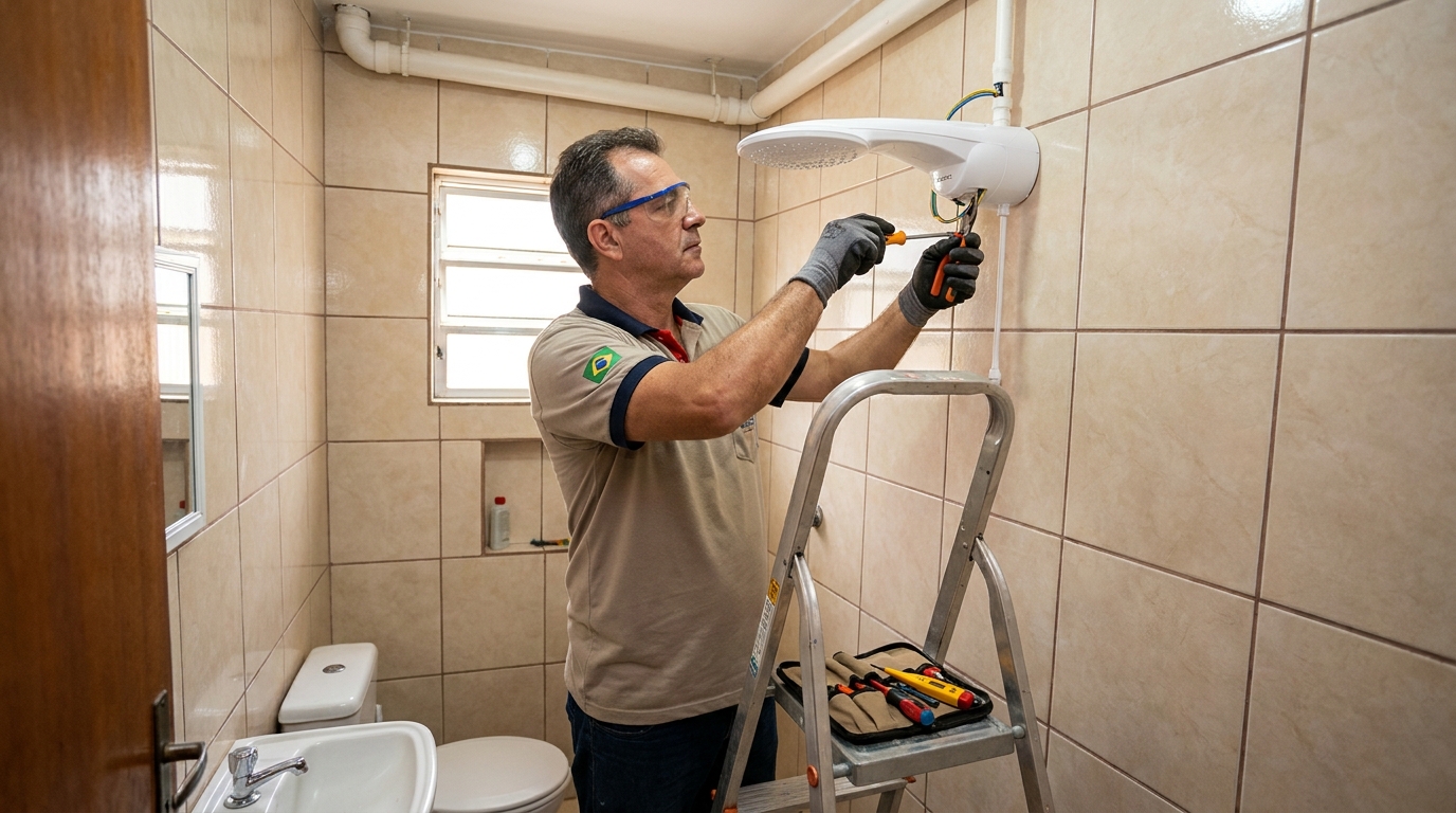 Substituição de Chuveiro Antigo em Carapicuíba‑SP